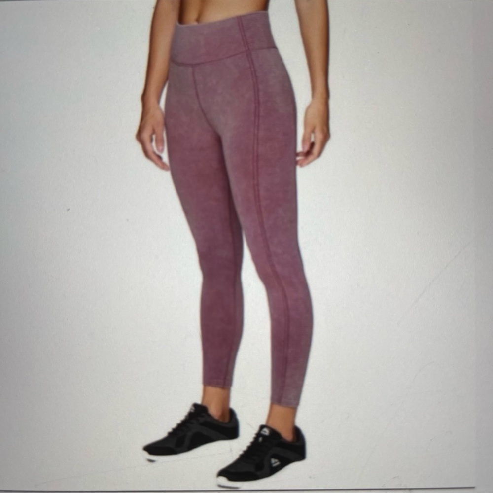 Harmony Balance Leggings Women’s L Ribbed Mauve Stretch Yoga Pants
